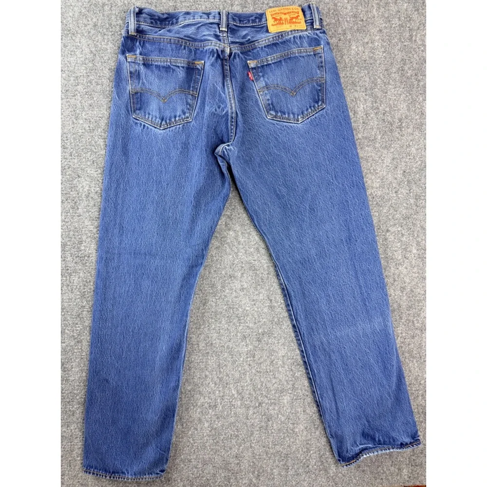 Levis 501 Original Fit Mens‎ Blue Denim Jeans Straight Leg Button Fly 36x33